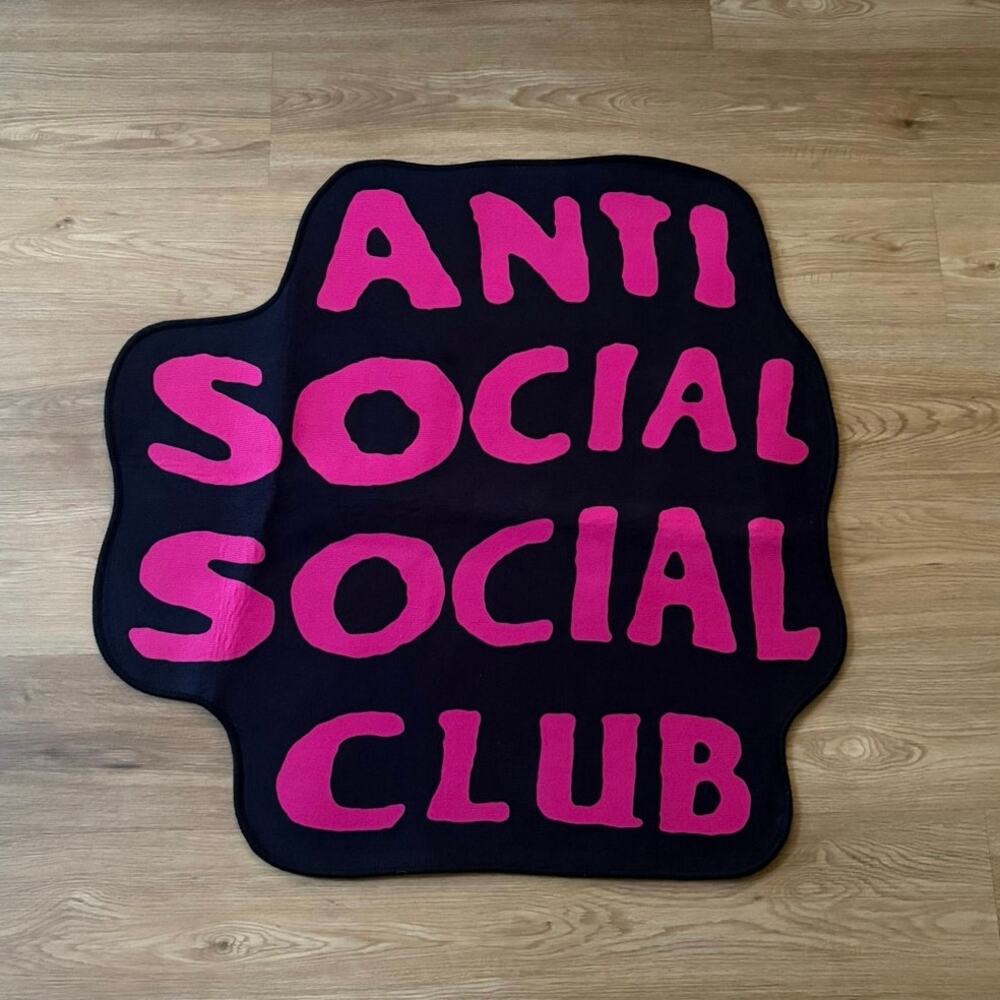 Custom Anti Social Social Club Rug Black/Pink Anti Slip Back New